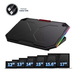 Cooler 5 Ventiladores Gamer RGB Enfriamiento de Laptop o Notebook 17" YL-018