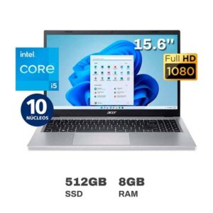 Laptop Acer Aspire A315-59-51A0 Intel Core i5 12va Gen 10 Núcleos 8GB RAM 512GB SSD 15.6