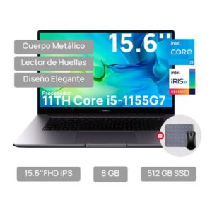 Laptop Huawei MateBook D15 15.6" FHD IPS i5-1155G7 8GB 512GB SSD RAM Windows 11 Home Space Gray