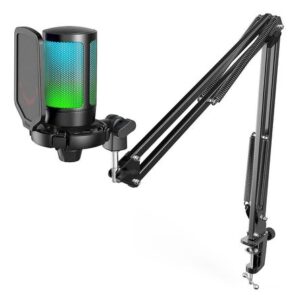 Micrófono Fifine Ampligame A6T RGB (incluye Brazo) Black