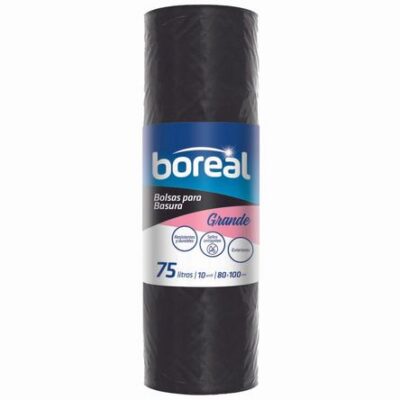 Bolsa de Basura BOREAL Rollo 75lt Negra 10un