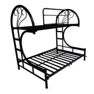 Camarote de Metal Mixto LeMueble 1.5 plaza arriba y 2 plazas abajo Negro