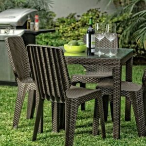 Combo tavarua mesa 75x75 con vidrio + 4 Sillas