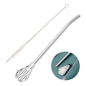 Cuchara con Filtro para Té y Mates Mas Cepillo Limpia Sorbete Grande