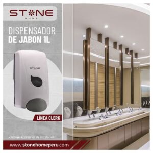 Dispensador de Jabon Liquido / Gel 1l Blanco Linea Clerk - Stone
