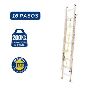 Escalera Aluminio Telescopica de 16 Pasos Cap. Carga Max: 200 Kg Bronco American
