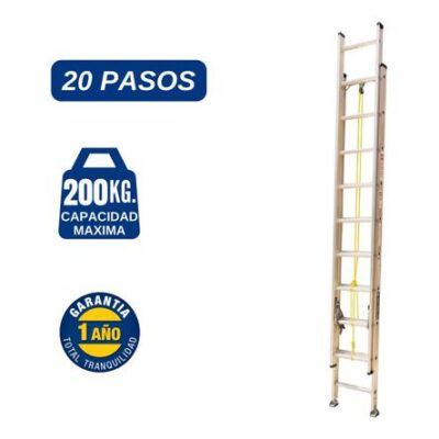 Escalera Aluminio Telescopica de 20 Pasos Cap. Carga Max: 200 Kg Bronco American