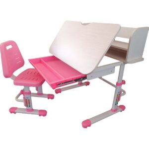 Escritorio Con Silla Infantil Regulable En Altura - Rosado