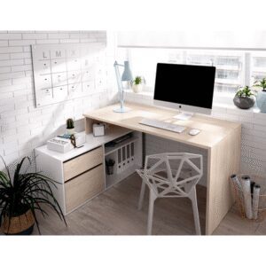 Escritorio Moderno Arantxa Ventitaspe Blanco y Duna