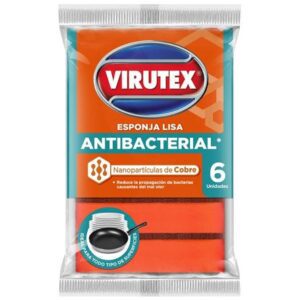 Esponja Antibacterial VIRUTEX Cobre Naranja 6un
