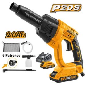 Hidrolavadora Inalámbrica Ingco 20V P20S Batería 2.0AH + Kit de Accesorios CPWLI20082