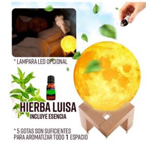 Humidificador Purificador con Lámpara Led Luna esencia Hierba Luisa