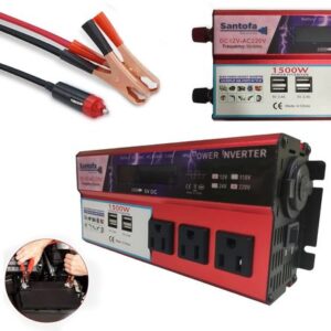 Inversor de Corriente 12v a 220v 1500w Pantalla LCD 4 USB 3 Sockets