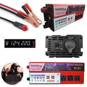 Inversor de Corriente 12v a 220v 2000w Pantalla LCD 4 USB 3 Sockets