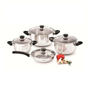 Juego de ollas inoxidable 8 piezas taper vidrio