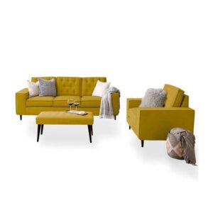 Juego de Sala 3 1 + Mesa de centro Kalheesi Home Premium Mostaza