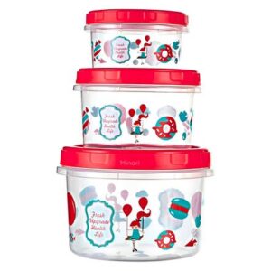 Juego de Tápers Recipientes Contenedores con Tapa para Niños 3pcs Fuccia 65T