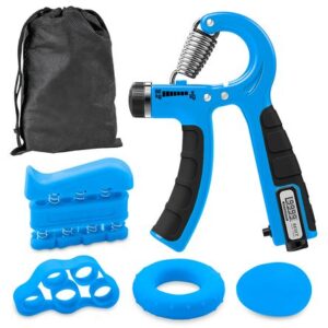 Kit Mancuernas de Mano Ajustable 60Kg Hand Grip 5 en 1 ST6 Azul