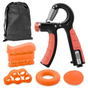 Kit Mancuernas de Mano Ajustable 60Kg Hand Grip 5 en 1 ST6 Naranja