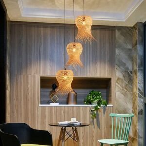 Lámpara colgante estilo medusa de bambú