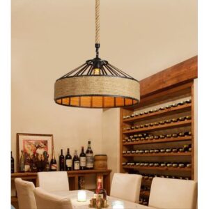 Lámpara rustica de metal y soga