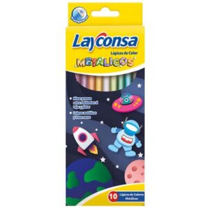 Lápices LAYCONSA Colores Metálicos Largos Paquete 10un