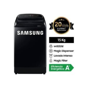 Lavadora Samsung Digital Inverter 15kg Tecnología Wobble WA15T5260BVPE Negro