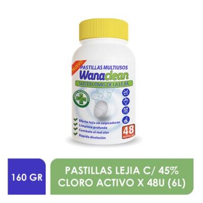 Lejía en pastillas WANACLEAN con cloro activo x 48U (6L/1.6GAL)