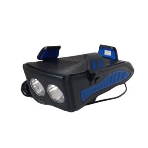 Luz Delantera 4 En 1 Para Bicicleta Timbre Soporte Hdrt-1018 Azulino