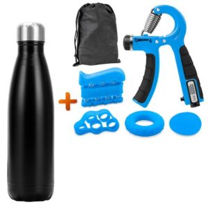 Mancuernas 60Kg Hand Grip ST6 AZ Y Botella Acero 750ml J02 NG
