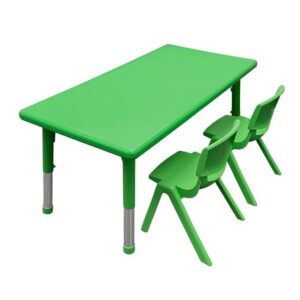 Mesa Infantil regulable en altura + 2 sillas verdes