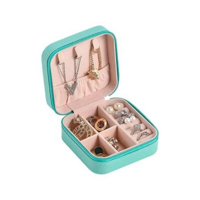 Mini Joyero Organizador Portátil Funcional Múltiple Turquesa