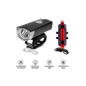 Pack Luz LED Delantera y Luz Trasera Recargable para Bicicleta