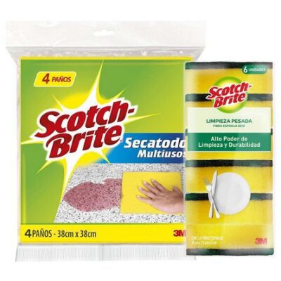 Pack SCOTCH BRITE Seca Todo 4un + Esponja 2 en 1 6un