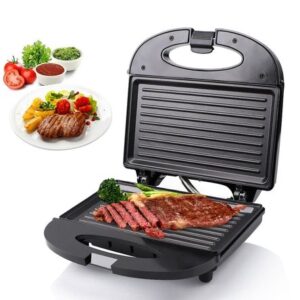 Parrilla Grill Sandwichera y Tostadora Antiadherente 850W