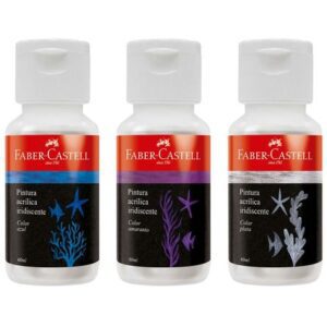 Pinturas Acrílicas FABER CASTELL Iridiscente Azul, Amaranto y Plata 60ml 3un