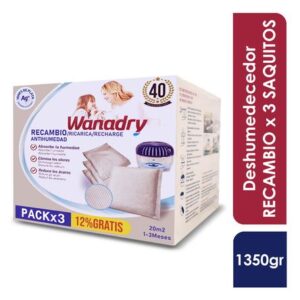 Recambio Deshumedecedor Wanadry pack x 3 Saquitos de 450gr c/u