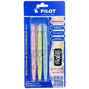 Resaltador Borrable PILOT Colores Pastel SW-FL Rosa - Amarillo - Azul