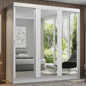 Ropero Reno Madesa 3 Puertas Corredizas Con Espejo Blanco