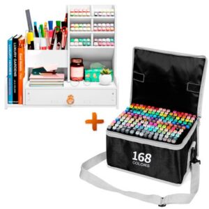 Set 168 Plumones Estuche PZ1 Y Organizador Escritorio SJ-159
