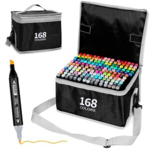 Set de 168 Plumones Marcadores Doble Punta con Estuche PZ1