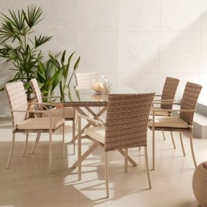 Set de terraza Llanes Capuccino 7 piezas