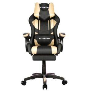 Silla Gamer Extingtion 115° Masajeador Lumbar y Apoya Pies Keegan – Gold