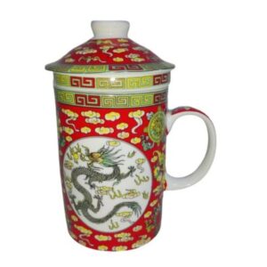 Taza Ceramica Con Filtro Oriental Dragon Fucang Long 3pza