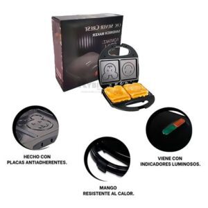 Tostadora con Diseños Antiadherente Electrico Negro