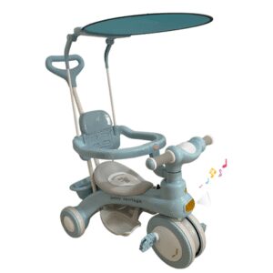 Triciclo para Niños Baby Carriage 4 en 1 Musical Celeste