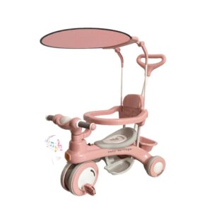 Triciclo para Niños Baby Carriage 4 en 1 Musical Rosado