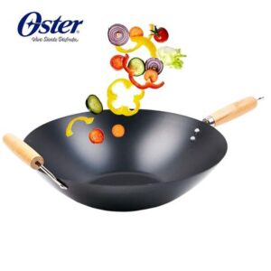 Wok p/ Cocina de Acero Vitrificado de 34cm Oster FINDLEY con Antiadherente Color Negro