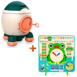 Alcancía Cohete Stickers Y51 VD Y Juego Educativo Rana