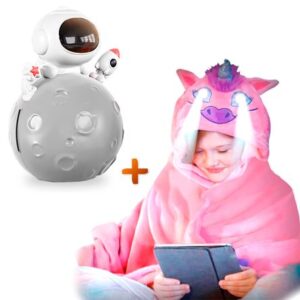 Alcancía Lámpara Astronauta K84 Y Manta con Luces Unicornio